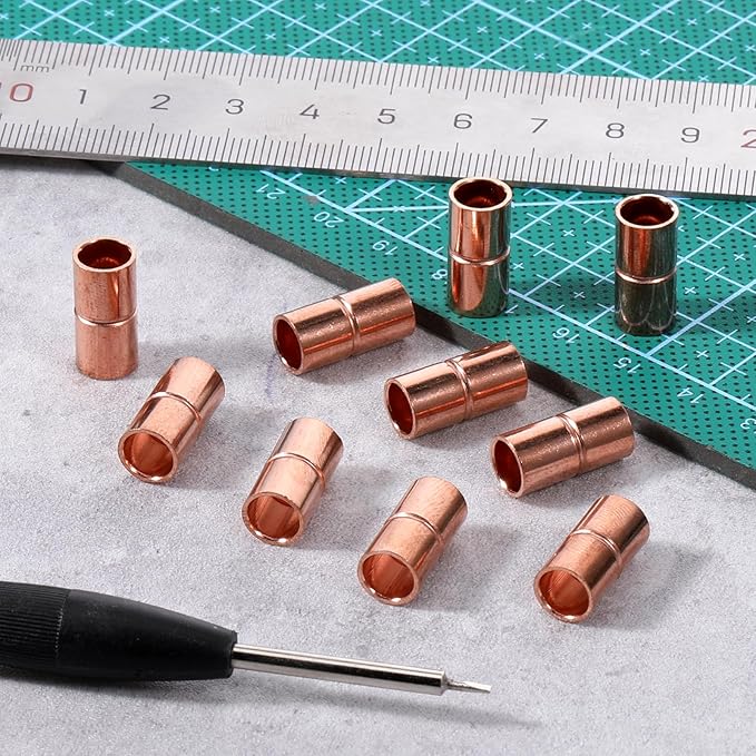 10 Pcs Straight Copper Fittings 1/4 Inch Copper Pipe Welding Joint Pipe Coupling Fittings for HVAC Air Conditioning