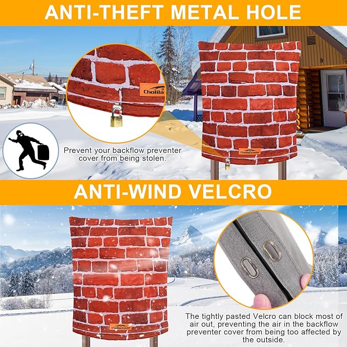 Backflow Preventer Cover Insulated (5˚F) - 24" W x 24" H Backflow Cover for Winter Pipe Freeze Protection - Sprinkler Covers for Outside - Double Wall Insulation Cover Brick Red