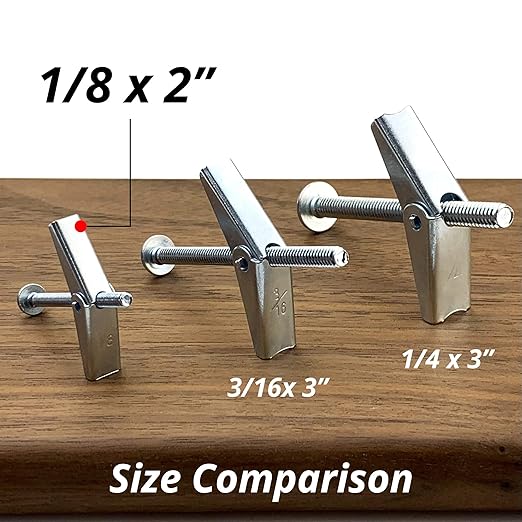 HASWARE Toggle Bolt Zinc Plated Steel and Wing Nut for Hanging Heavy Items on Drywall 1/8 x 2 (25 Pack)