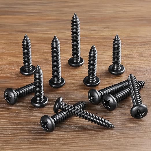 247Pcs Pan Head Wood Screws Assortment Kit, #6#8 Black Oxide Stainless Steel 304 Self Tapping Screws Set, Phillips Drive, Sheet Metal Screws