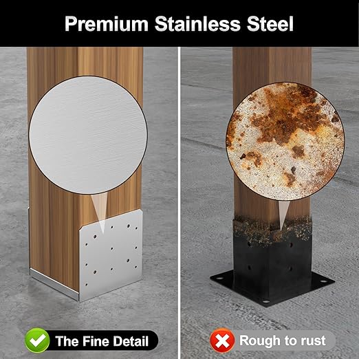 8"x 8" Post Base, 1Pcs Stainless Steel Adjustable Post Anchor Bracket(Internal 7.5" x 7.5"), Adjustable Post Base for Pavilion Deck Porch Handrail Railing Support Decorative Anchor Plate