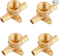 4-Pack EFIELD 1/2" Pex x 1/2" Pex x 1/2" Female NPT Drop-ear Tee, Barb Crimp Pex Brass Fitting, ASTM F1807,(PEX1807250)