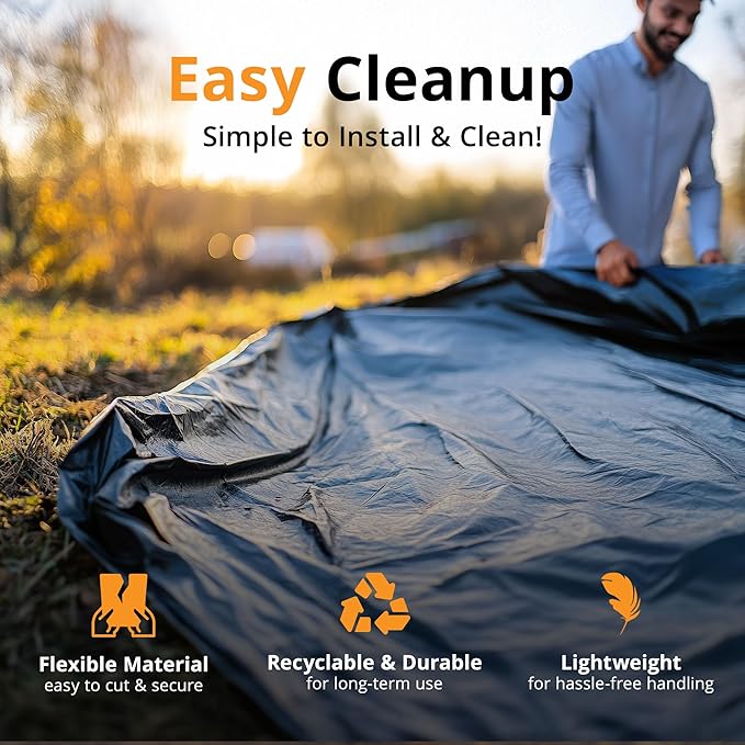 PRIMAX 6 mil Plastic Sheeting (10'x25')– Waterproof, UV Resistant, Heavy Duty Thick Plastic Sheeting Roll for Weed Barrier, Moisture, Vapor Barrier, Construction Film, Lumber Tarp, Ground Cover, Black