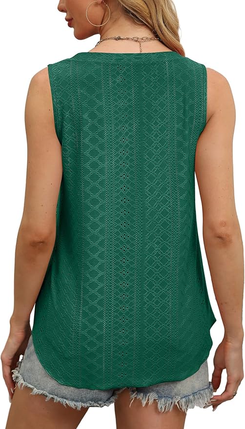 OFEEFAN Womens Tank Tops V Neck Sleeveless Flowy Loose Fit Basic Casual Summer Tops