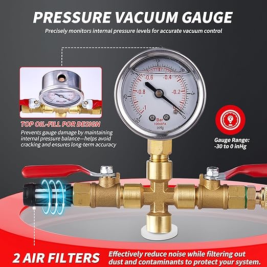 2 Gallon Vacuum Chamber, 201 Stainless Steel Degassing Chamber with Acrylic Lid and 4.9 ft Hose, for Resin, Silicone, Epoxy, Plaster Degassing and Wood Stabilization Projects