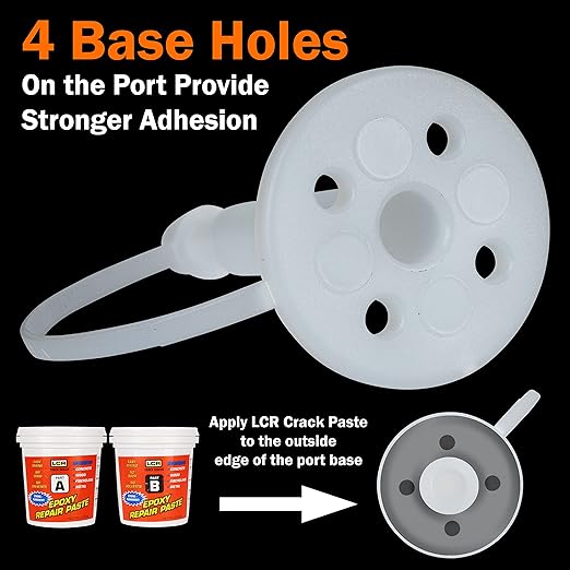 LCR Injection Epoxy Part A Resin and Part B Hardener with 7 Injection Ports for Repair of Concrete Foundation Cracks, Use LCR Repair Paste for Vertical Cracks or Alone on Horizontal Surfaces