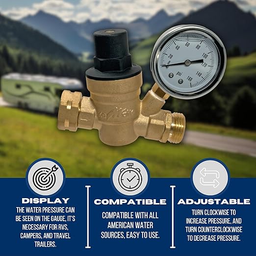 XFITTING 3/4 Inch Water Pressure Regulator with Gauge 3-4-1=10, 10 Pieces
