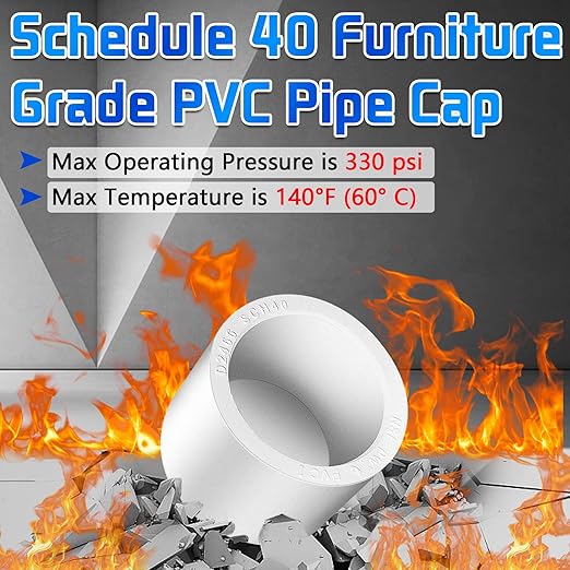 3inch White PVC Pipe End Cap Plug, 4pcs Pipe Plug Socket Fitting Adapter Connector for Building Furniture DIY Garden Shelf, Schedule 40