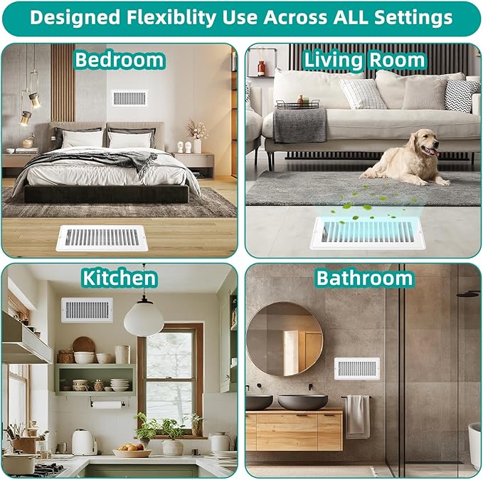 Floor Register 6x10-2 Pack Vent Covers for Home Floor Wall Ceiling with Screw Heavy Duty Steel Walkable Finish Metal Floor Vent Covers Adjustable Airflow HVAC Register Grilles