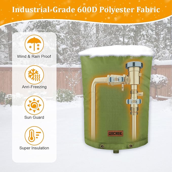 Backflow Preventer Cover (5°F) Heavy-Duty 5-Layer Insulated Enclosure, Freeze & All-Weather Protection for Outdoor Pipe, Irrigation Sprinkler Valve, Well Water Pump & PVB, 36" Wx24 H Green