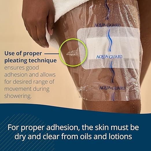 TIDI 50011-CSE AquaGuard Sheet – 10” x 12” – (Area of Coverage: 8.5” x 9.75”) – Shower Protection Sheet – Self-Adhesive Moisture Barrier – Wound Cover for Showering – 98 Sheets – Home Medical Supplies