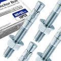 10Pcs 5/16" × 3-1/8" Concrete Anchor Bolts, Zinc Plated Carbon Steel Wedge Anchors for Cement, Brick, and Masonry