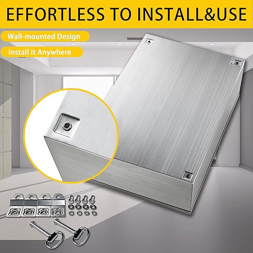 MJ-Box Steel Electrical Enclosure Box 32 x 24 x 8'' 304 Stainless Steel Electrical Enclosure IP66 Waterproof & Dustproof Outdoor/Indoor NEMA 4X Stainless Steel Enclosure
