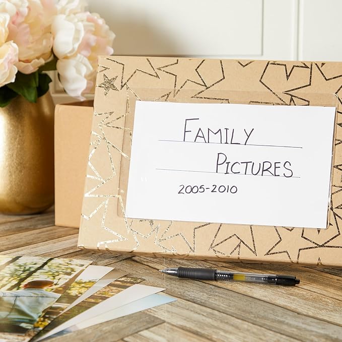 Juvale Photo Sleeves - 5.5 x 8.8 Inches, Clear, 50 Pack - Index Card Holder & Label Sleeves for Planners - Top-Load Card Protector - Office Supplies