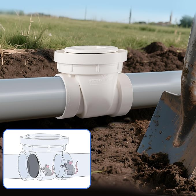 3" White PVC Backwater Valve, Sewage and Rainwater Backflow Preventer
