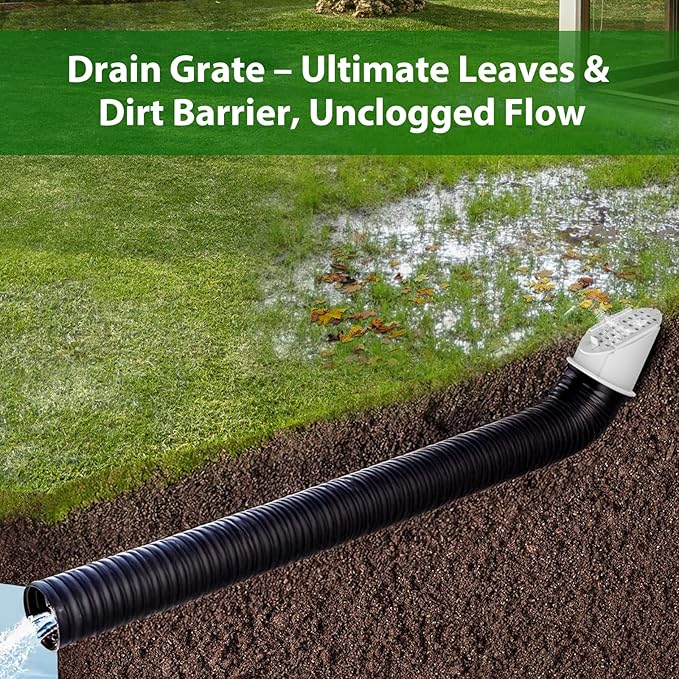 4” Slope Drainage Grate Cover, Rain Diverter, Drainage Grate Yard Drain, Drain Emitter for Sump Pump Discharge & Downspout Extensions, Fit 4" SCH 40, 4" SDR 35, 4" & 3" Corrugated Pipe, 2 Pack-White