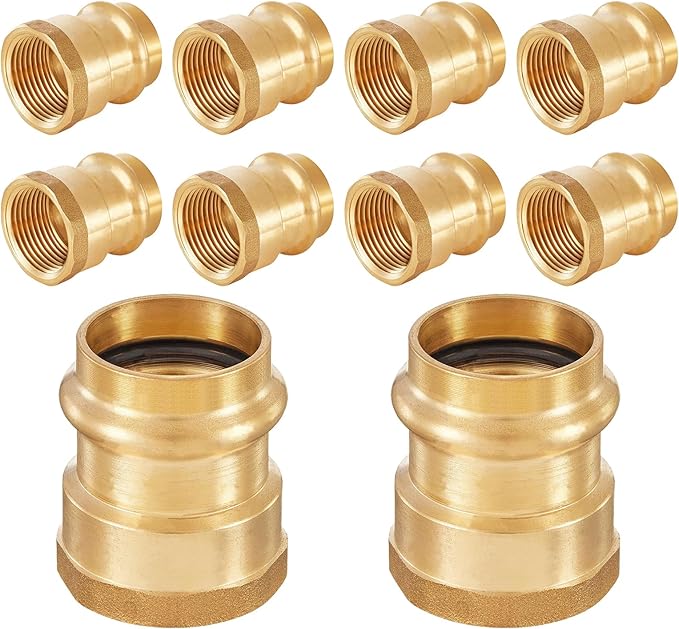 10-Pack HeSun Copper Press Fitting Adapter,1/2" Press X 1/2" Female NPT Adapter, LF Brass(PEX1807354)