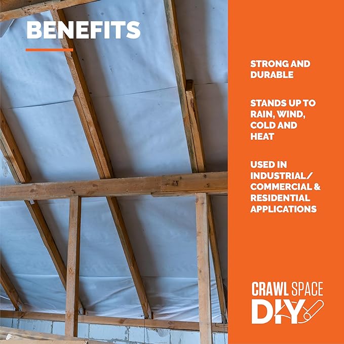 Whitecap - Crawl Space Vapor Barrier - 12 Mil (12' x 100'), Thick Plastic sheeting, Drop Cloth Moisture Barrier Covering for Crawl Space Encapsulation, Heavy Duty Polyethylene, White Woven Sheeting