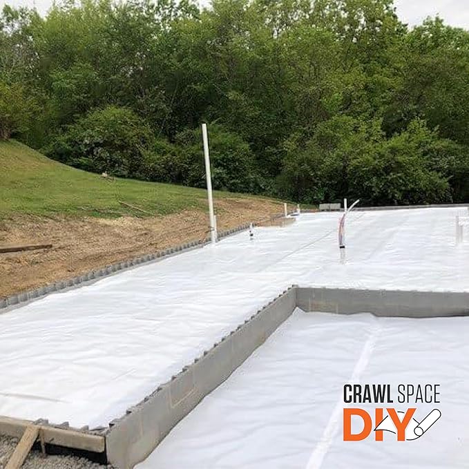 Whitecap - Crawl Space Vapor Barrier - 20 Mil (12' x 100'), Thick Plastic sheeting, Drop Cloth Moisture Barrier Covering for Crawl Space Encapsulation, Heavy Duty Polyethylene, White Woven Sheeting
