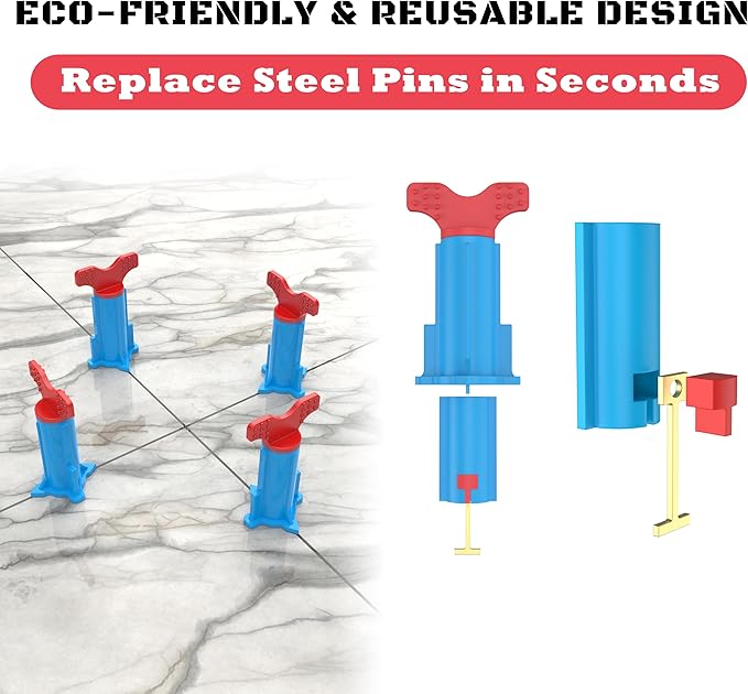 Tile Leveling System, Reusable Tile Tools for Installation, Tile Self Leveling Spacers, Floor Leveler Self Leveling Compound (40 Sets)