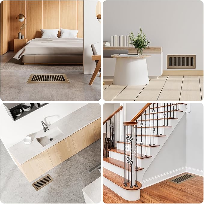Floor Register 4x14, 6 Pack Floor Vent Covers for Home Floor Heavy Duty Steel Walkable Floor Vents Air Vent Covers for Sidewall and Floor