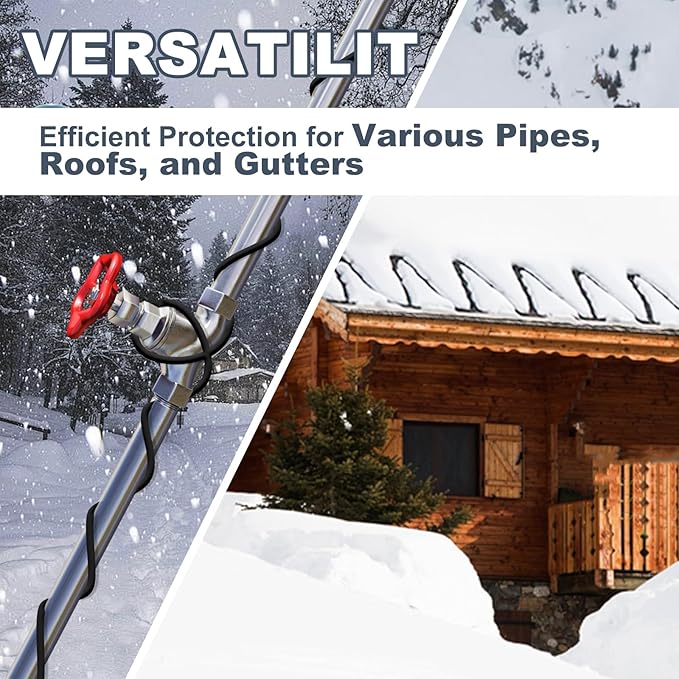 HEATIT 8JHSF1 Self Regulating Pre-Assembled Heating Cable with Spacer and Clips, Heat Tape for Roof Deicing and Pipe Freeze Protection,120V 8W/ft, 15FT