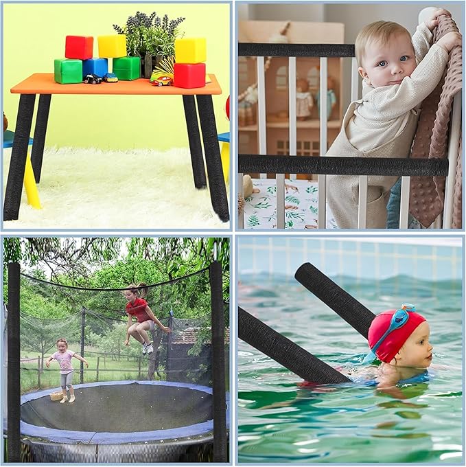 Amylove 24 Pcs 3.3 Feet Foam Pipe Insulation Foam Tube Insulating Water Pipe Pool Swim Noodles Pre Slit Heat Preservation Pipes Covers for Tubing Outdoor Winter Freeze Protection(Black,1/2 Inch)