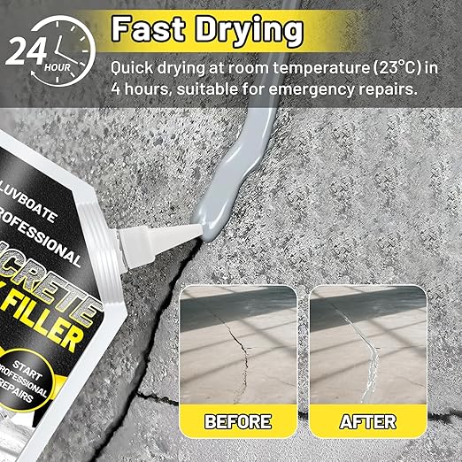 Concrete Crack Filler, 4.5LB High Elasticity Self Leveling Cement Crack Filler, Slab Concrete Waterproof Repair Sealant for Driveway, Walkway, Patio, Joint, Indoor and Outdoor - Grey (74oz)