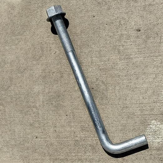 Sandbaggy 1-1/4" x 18" Threaded Concrete Anchor L-Bolts (Nuts & Washers Included) - Hot Dipped Galvanized - Sill Plate, Base Plate, Masonry, Wood, Cement Anchors, J Bolt (6, 1-1/4" x 18")