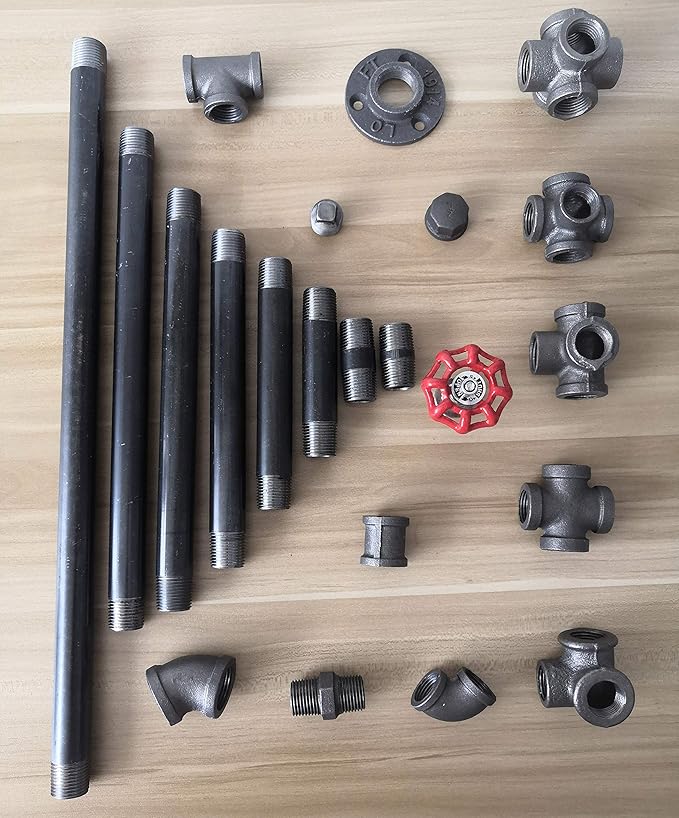 GeilSpace Cap, Malleable Iron Pipe Fittings - Vintage DIY Industrial Shelving, Industrial Decor, Furniture DIY (3/4", Grey)