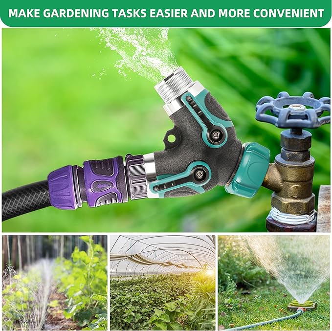 Garden Hose Splitter 2 Way 3/4 Inch Faucet Y Connector With Shut Off Valve,Garden Supplies Water Hose Splitter Adapter For Indoor Outdoor Faucets