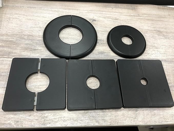2 Pcs Wall Split Flange, ABS Round Self-Adhesive Escutcheon Plate Buckles Design for 1.73"/44mm Diameter Pipe