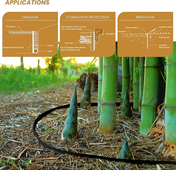 DeepRoot WB 30/80-200 Water/Bamboo Barrier Roll, 30” x 200’, 80 mil. Thickness, Black