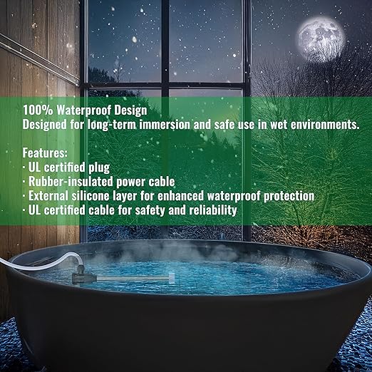 3500W 240V Fully Submersible Water Heater for Hot Tub & Above Ground Pool – Portable Immersion Electric Heater with Wifi Timer & Temp Control for Inflatable Pool, Baptism pool & Bathtub