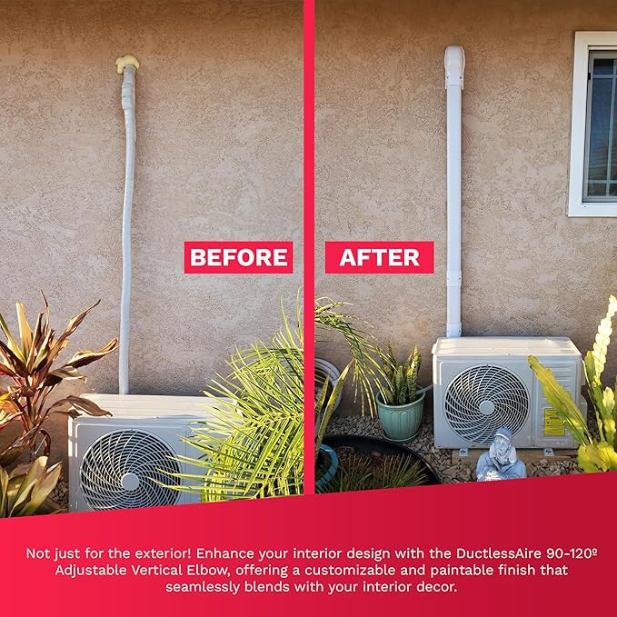 DuctlessAire Mini Split Line Set Cover - Lineset Covers for Mini Split Condenser, Central Air Systems, HVAC, Heat Pumps and More (Corner Caps, 3 inches)