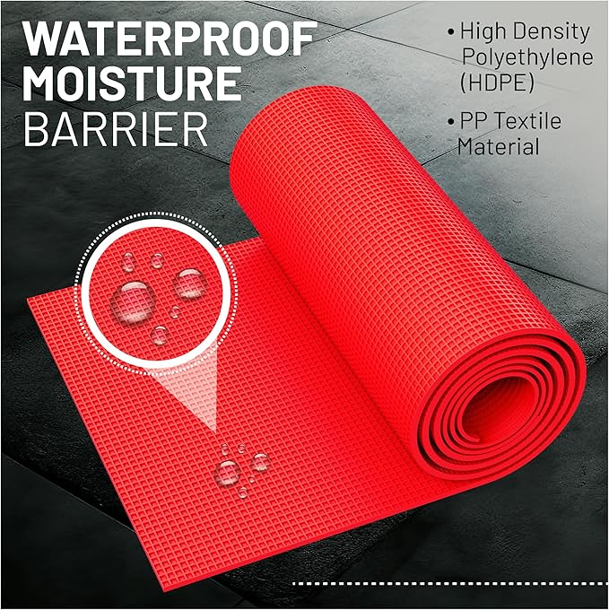 1/8” Uncoupling Membrane for Tile, Stone, Concrete, Shower Walls, Bathroom Floors – Waterproof, Anti-Fracture Underlayment Mat (3.3ft x 53.5ft, 175 sq ft) – Colors May Vary.