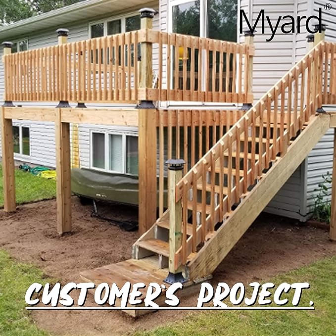 Myard PNP114040 4x4 Post Base Cover (Actual 3.5x3.5 Inches) Post Skirt Flange with Stainless Steel Screws, Post Bracket for Deck Porch Handrail Railing Support Trim Post Anchor (Qty 4, Black)