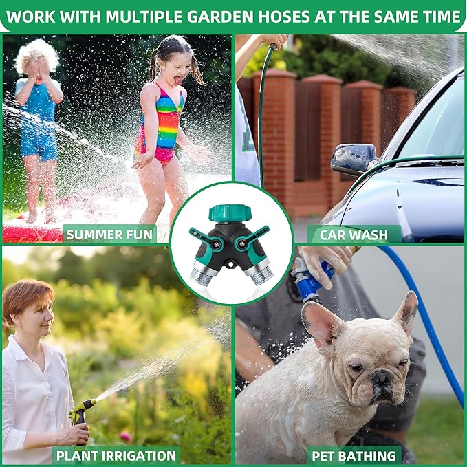 Garden Hose Splitter 2 Way 3/4 Inch Faucet Y Connector With Shut Off Valve,Garden Supplies Water Hose Splitter Adapter For Indoor Outdoor Faucets