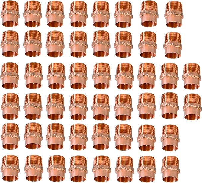 (50pcs) EZ-FLUID Plumbing 1" C X MIP LF Copper Male NPT Adapter Pressure Copper Fittings,Sweat Solder Connection for Residential,Commercial Tube Pipe