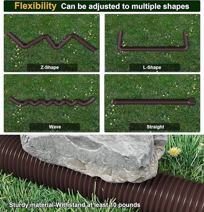 Rain Gutter Downspout Extensions, Downspout Extender for Rainwater Drainage Flexible, Down Spout Drain Extension Pipe and Extendable from 21 to 66 Inches (3 Pack, Brown)