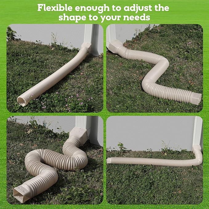 11.5ft Long Gutter Downspout Extensions Flexible, Drain Downspout Extender, Down Spout Drain Extender for Rainwater Drainage, Extendable from 2.6ft to 11.5ft(2Pack, Limestone)