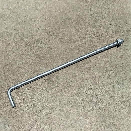 Sandbaggy 3/4" x 24" Threaded Concrete Anchor L-Bolts (Nuts & Washers Included) - Hot Dipped Galvanized - Sill Plate, Base Plate, Masonry, Wood, Cement Anchors, J Bolt (10, 3/4" x 24")
