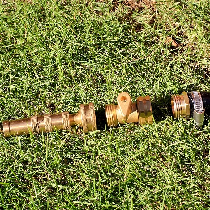 Solid Brass Garden Hose Repair kit Connector with Stainless Steel Clamps, Male Adapter/Female Garden Hose Swivel Fitting… (5/8" Barb x 3/4" Male-2 Sets)