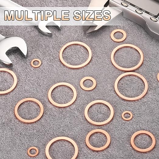 uxcell 100Pcs M12 Flat Washer Copper Washer Sealing Rings, 12mm ID 18mm OD 1.5mm Thickness Copper Crush Washers Metric Sealing Gasket for Plumbing Machinery Automotive