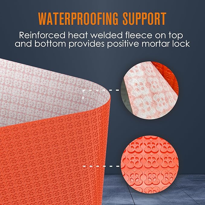 Houseables Uncoupling Membrane, Tile Underlayment, Tile Membrane, Flooring Underlayment, for Floor, Decoupling, Anti Fracture, Waterproof, Anti Crack, Vapor, 1/8" Thick, 3.3 ft x 53.5 ft / 175 Sq Ft