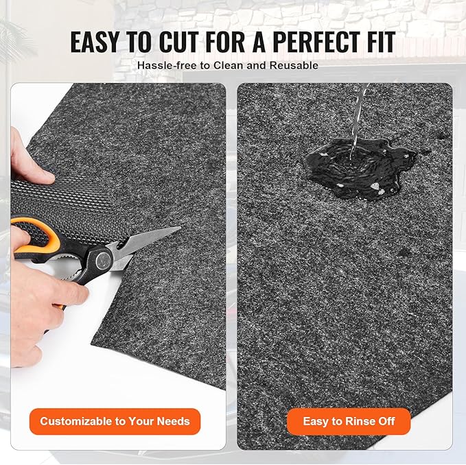 VEVOR Garage Floor Mat, 7.6'x19' Waterproof Protection from Water,Snow, Rain,Mud and Oil for Cars, Non-Slip Heavy Duty Containment Mat with TPE Anti-Leak Backing & Easy to Clean & Cuttable