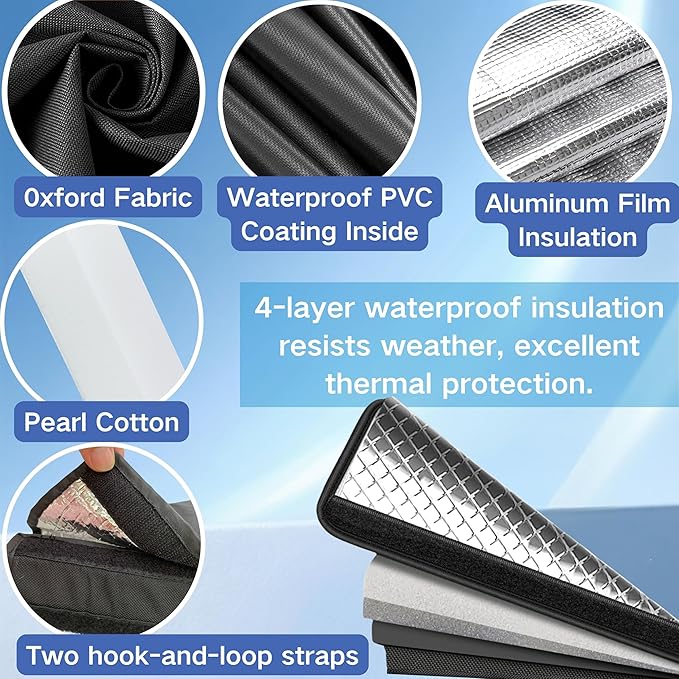 4 Layers HVAC AC Copper Pipe Insulation Cover, 78”x11.8” Oxford AC Pipe Covers, for Outdoor AC Lines, Electrical Cables, Wires, Prevents Freezing, Waterproof ,UV Resistant (Light Gray)