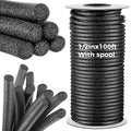 1/2 Inch x 100 ft Foam Backer Rod for Gaps Joints Concrete Crack Filler Caulk Saver Bulk Foam Backing Rod Concrete Filler Rope for Weather Stripping Door Seal (Black)
