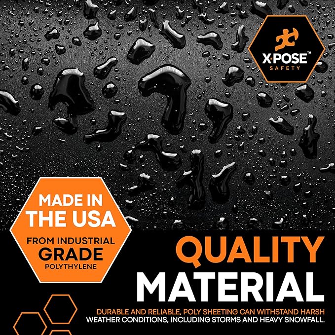 Xpose Safety Black Plastic Sheeting 10 Pack – 20' x 100' Rolls – Heavy Duty 5.2 Mil Poly Sheet – Waterproof, Dustproof, Vapor Barrier – for Construction, Painting, Industrial Use