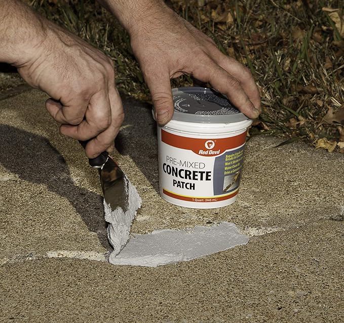 Red Devil 0644 Concrete Repair Patch, Cement Crack Fillter, Pre-Mixed, 1 Quart, Pack of 1, Gray, Made in USA